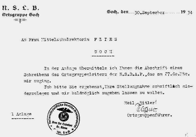 Schreiben Ortsgruppenfuehrer NSLB vom 20.9.1934